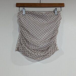 Cleo Ruched Polka Dot Tube Top Cream Black Size Medium